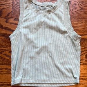 light green ribbed crop hollister high neck tank